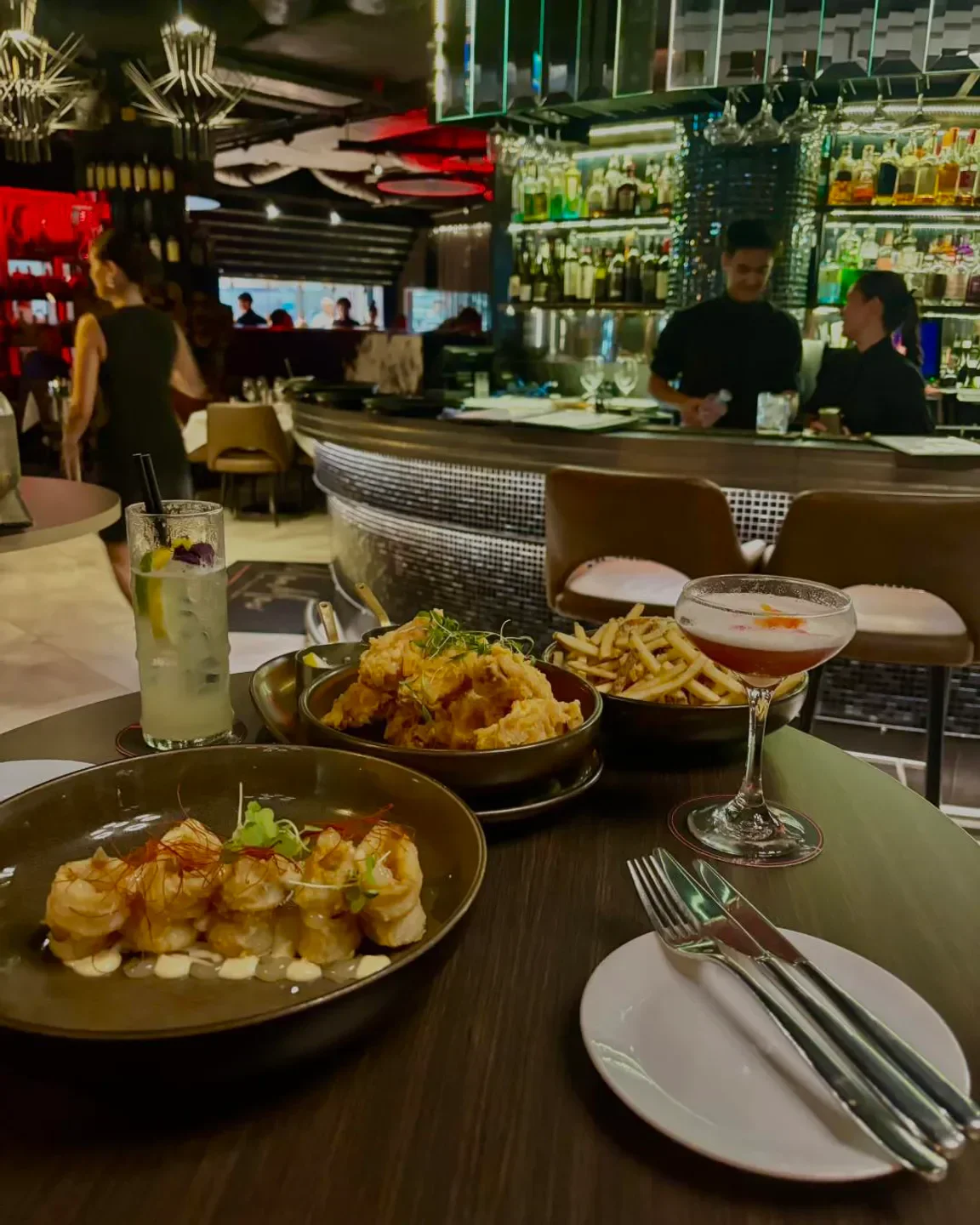 Delicious dishes and cocktails at Moo Moo The Wine Bar Grill in Gold Coast restaurant