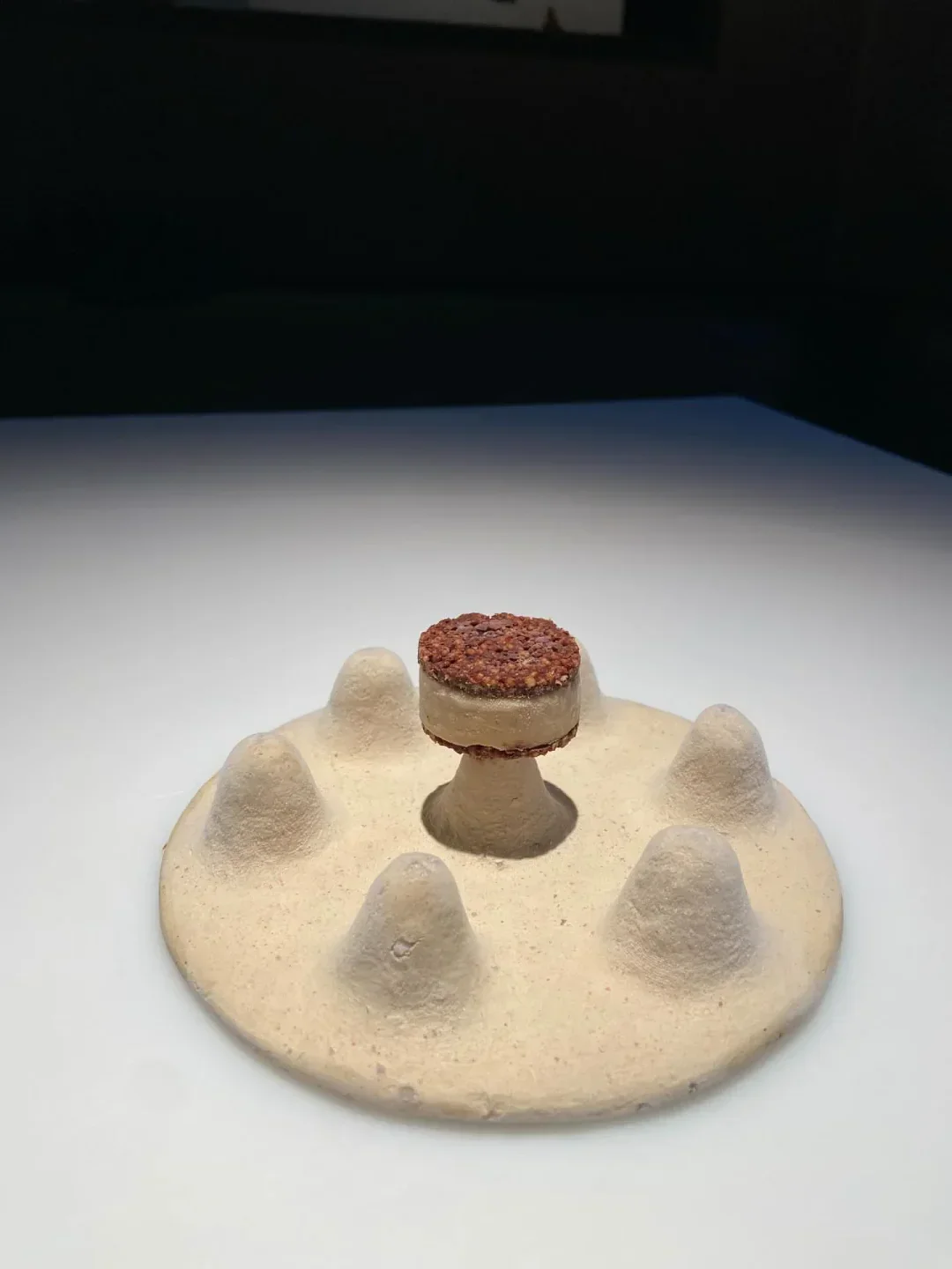 Unique dessert presentation at Mraz & Sohn in Vienna: a culinary art piece.