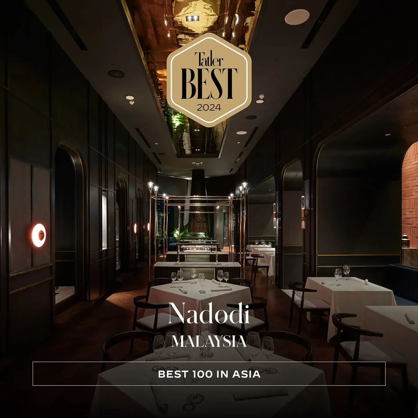 Elegant interior of Nadodi restaurant in Kuala Lumpur, Malaysia, a Best 100 in Asia winner.