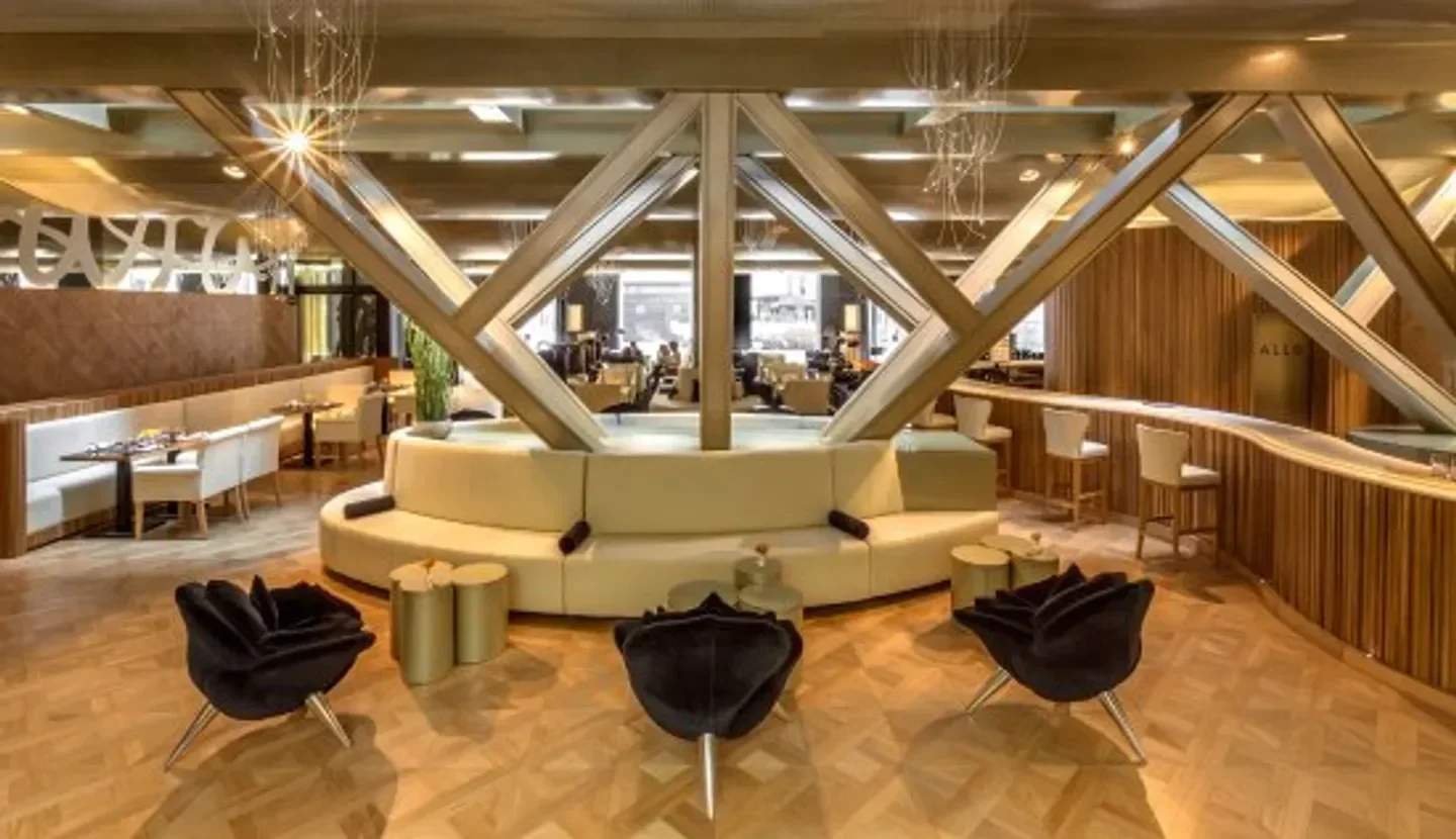 Interior of Oria restaurant in Barcelona with stylish seating and modern design.