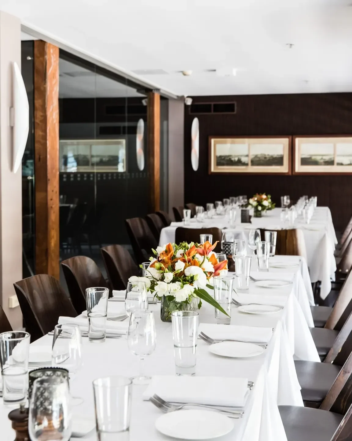 Elegant dining room at Otto Ristorante in Sydney, set for a special occasion.