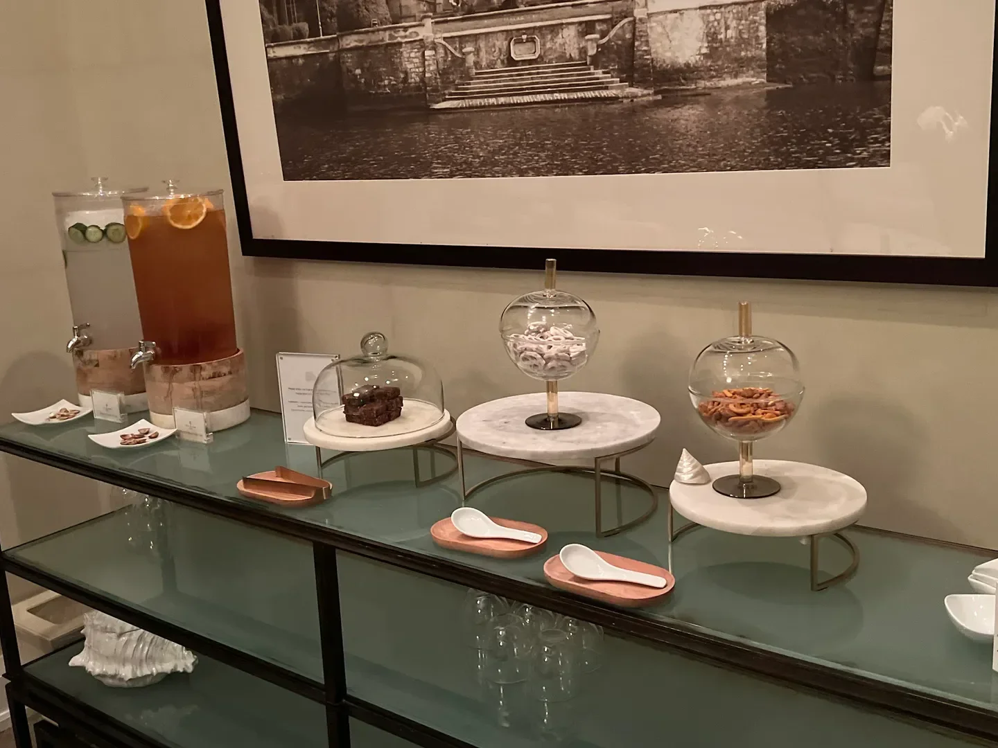 Refreshments at Palm Beach Spa at Four Seasons Resort Palm Beach, Palm Beach.