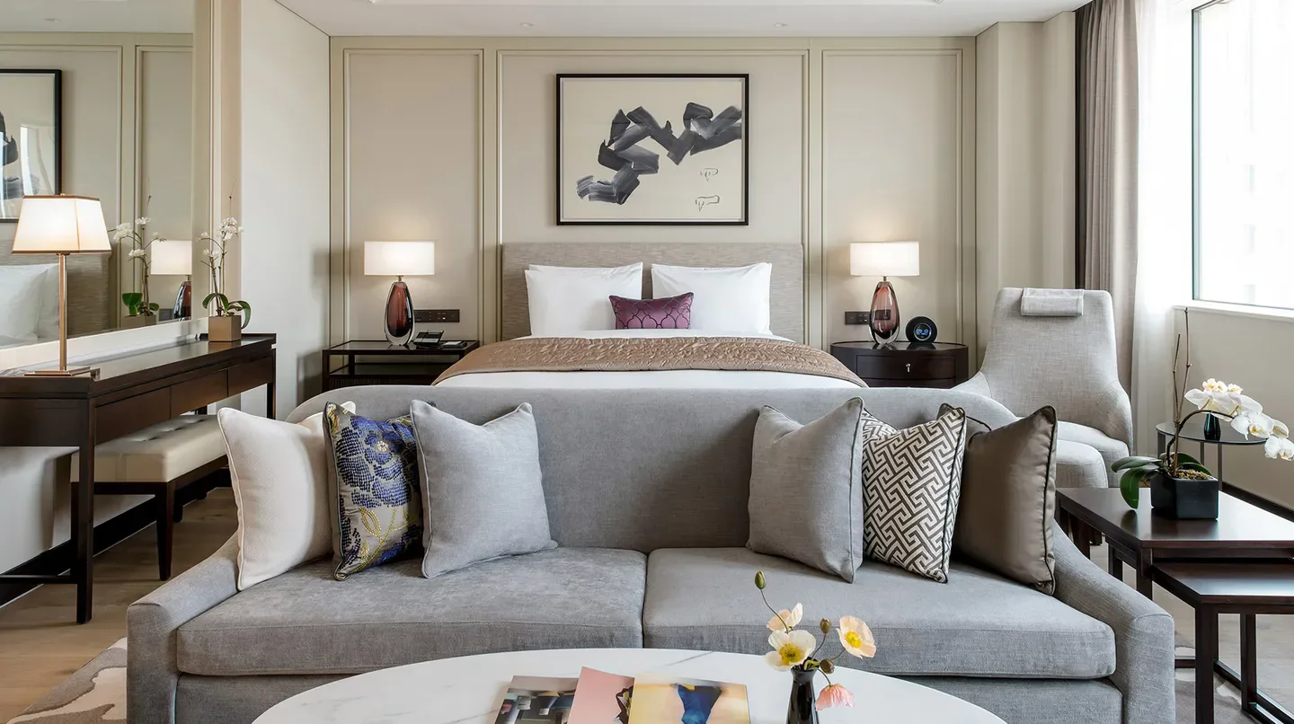 Luxury hotel room interior at Paradise Hotel & Resort in Seoul, featuring comfortable seating