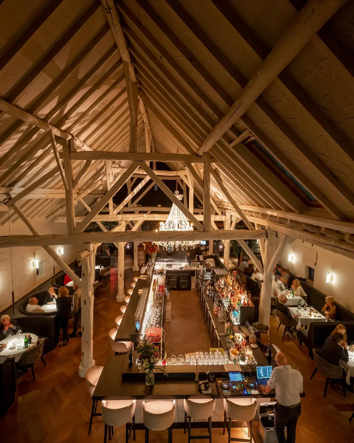 Interior view of Park West restaurant in Antwerp, with bar and dining areas.