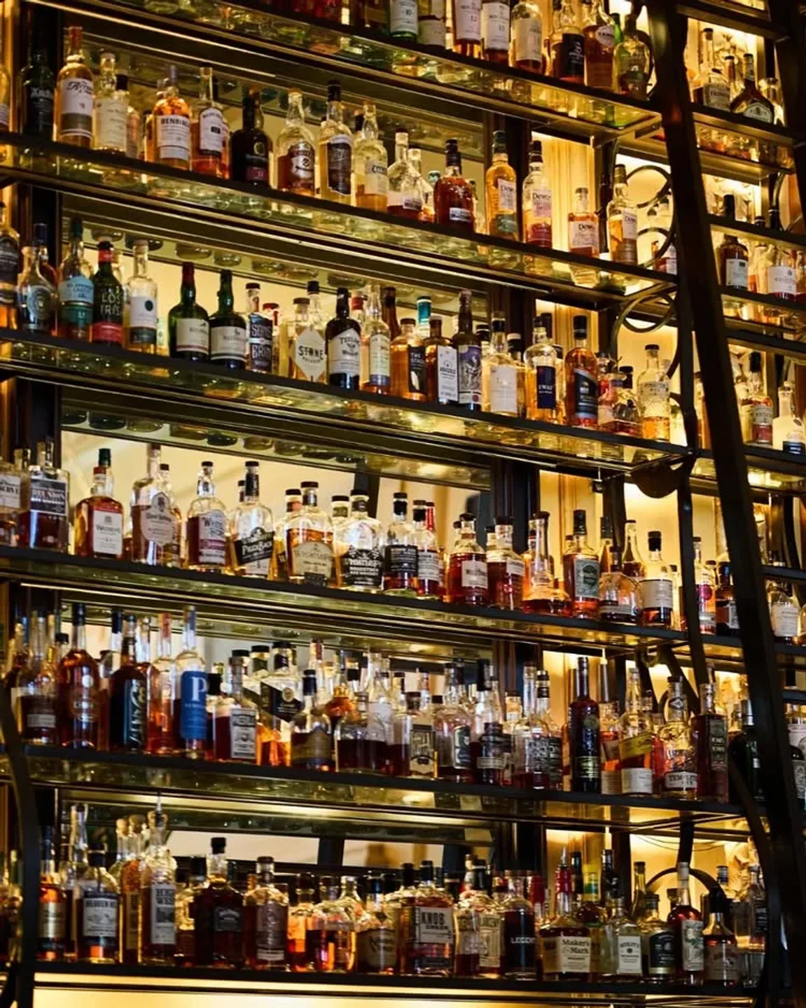 Extensive liquor selection at Pierpont's at Union Station, Kansas City restaurant