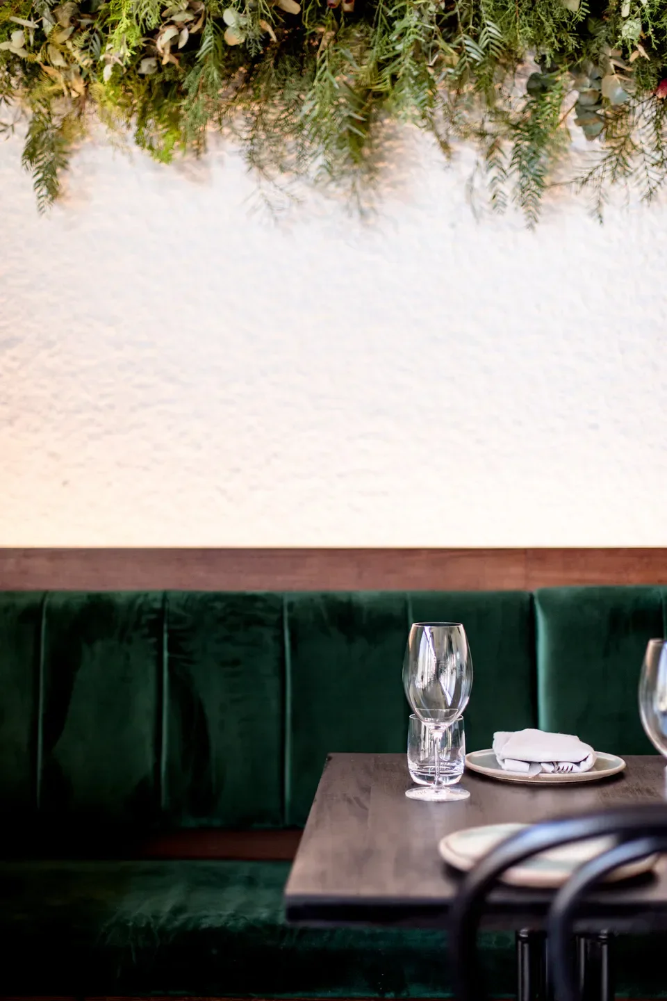Interior shot of Pilot restaurant in Canberra featuring stylish decor and dining table setting