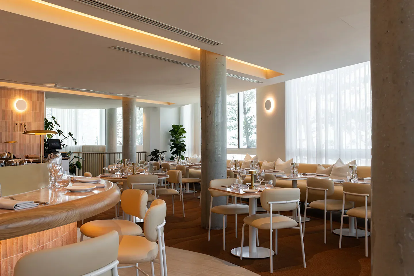 Interior view of Pipi's Restaurant in Gold Coast, showcasing modern dining space.
