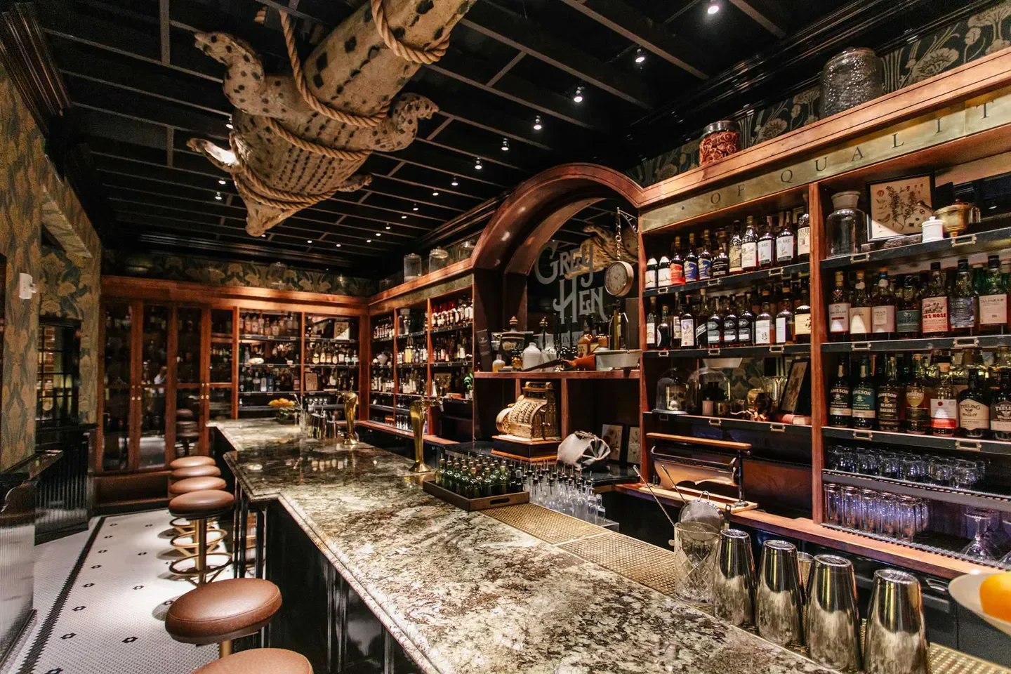 Platform 18 at Century Grand in Phoenix: Stylish bar interior with unique decor and drinks.