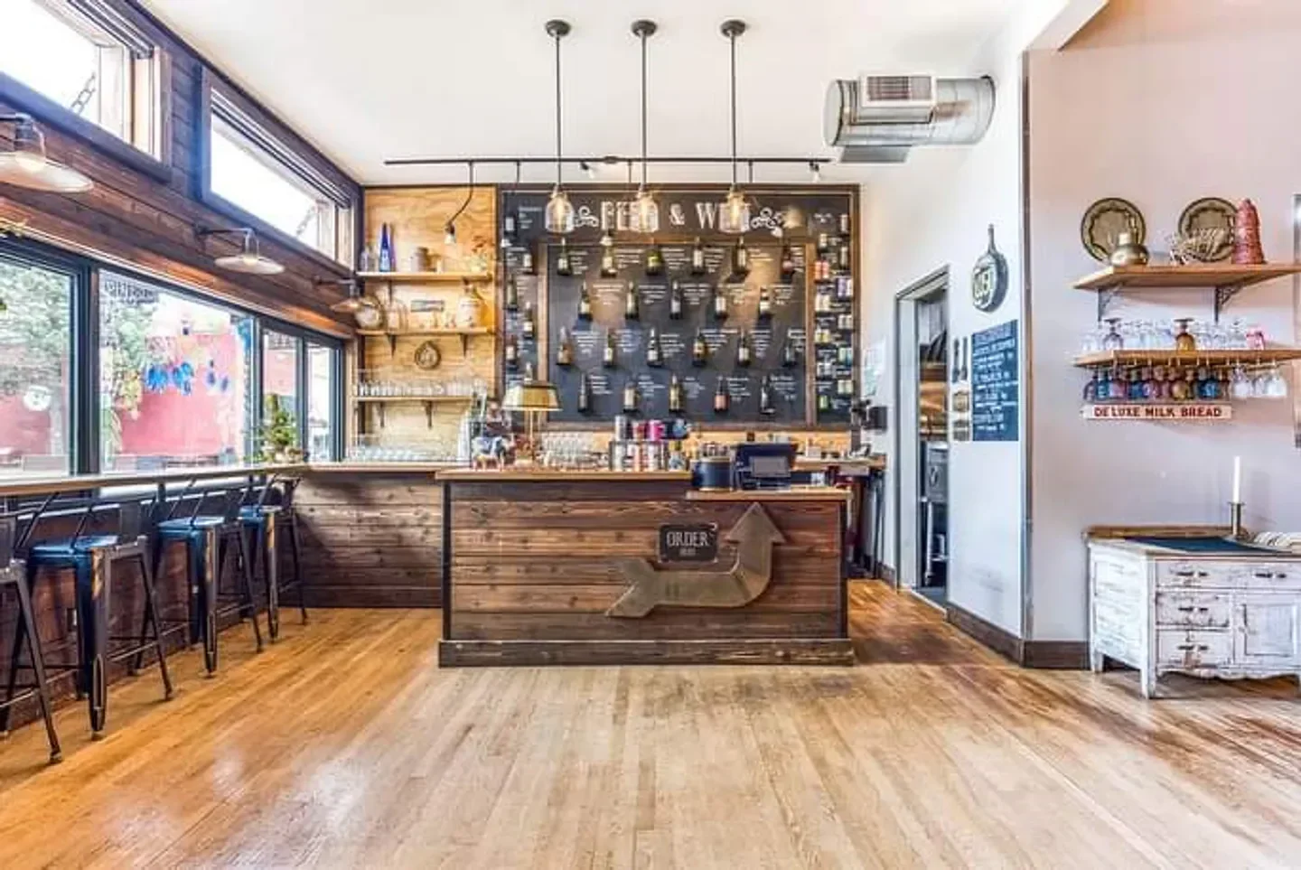 Interior view of PREROGATIvE Kitchen in Southern Montana, featuring bar and seating.