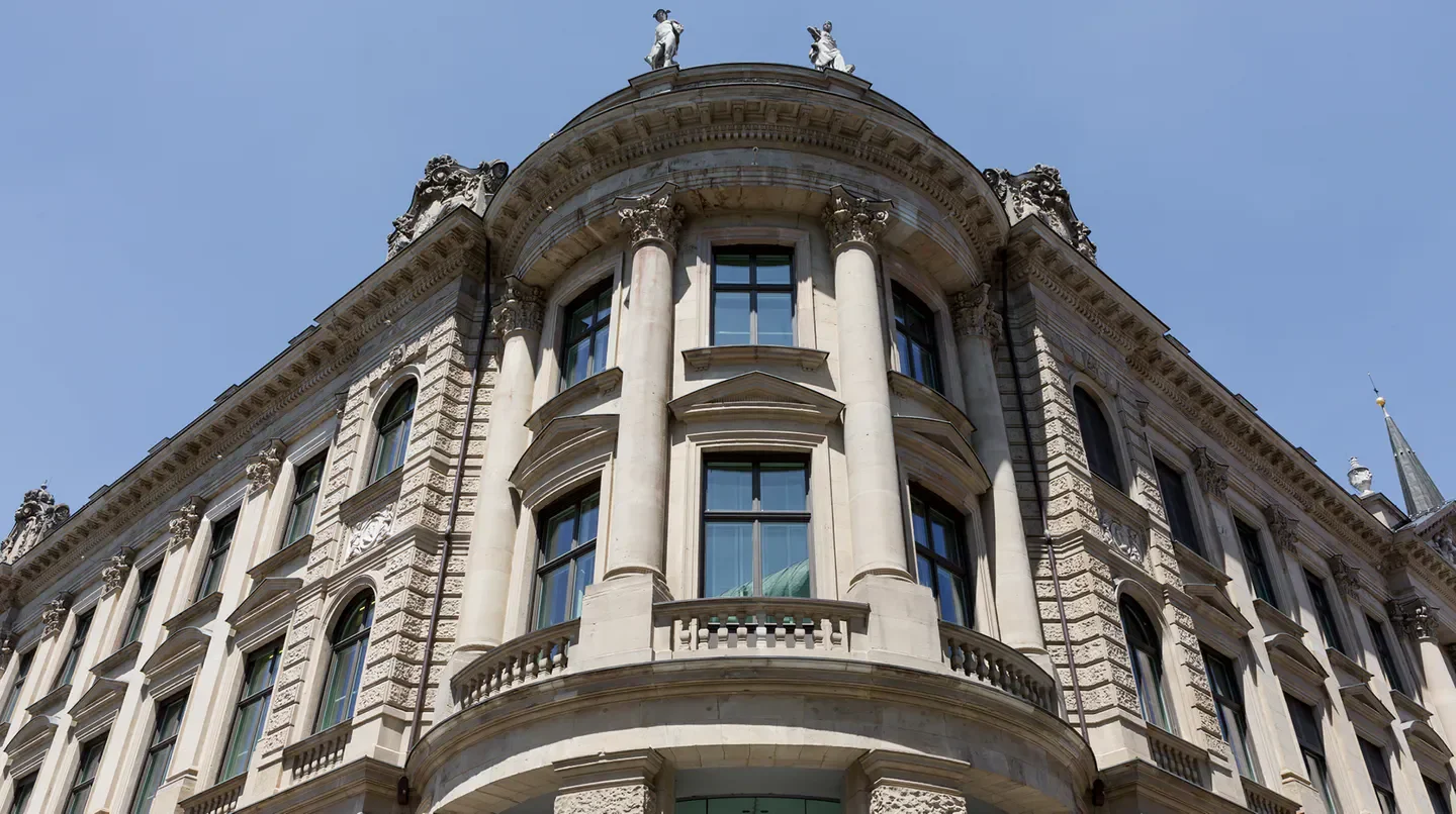 Exterior view of Rosewood Munich hotel in Munich, showcasing classic architecture