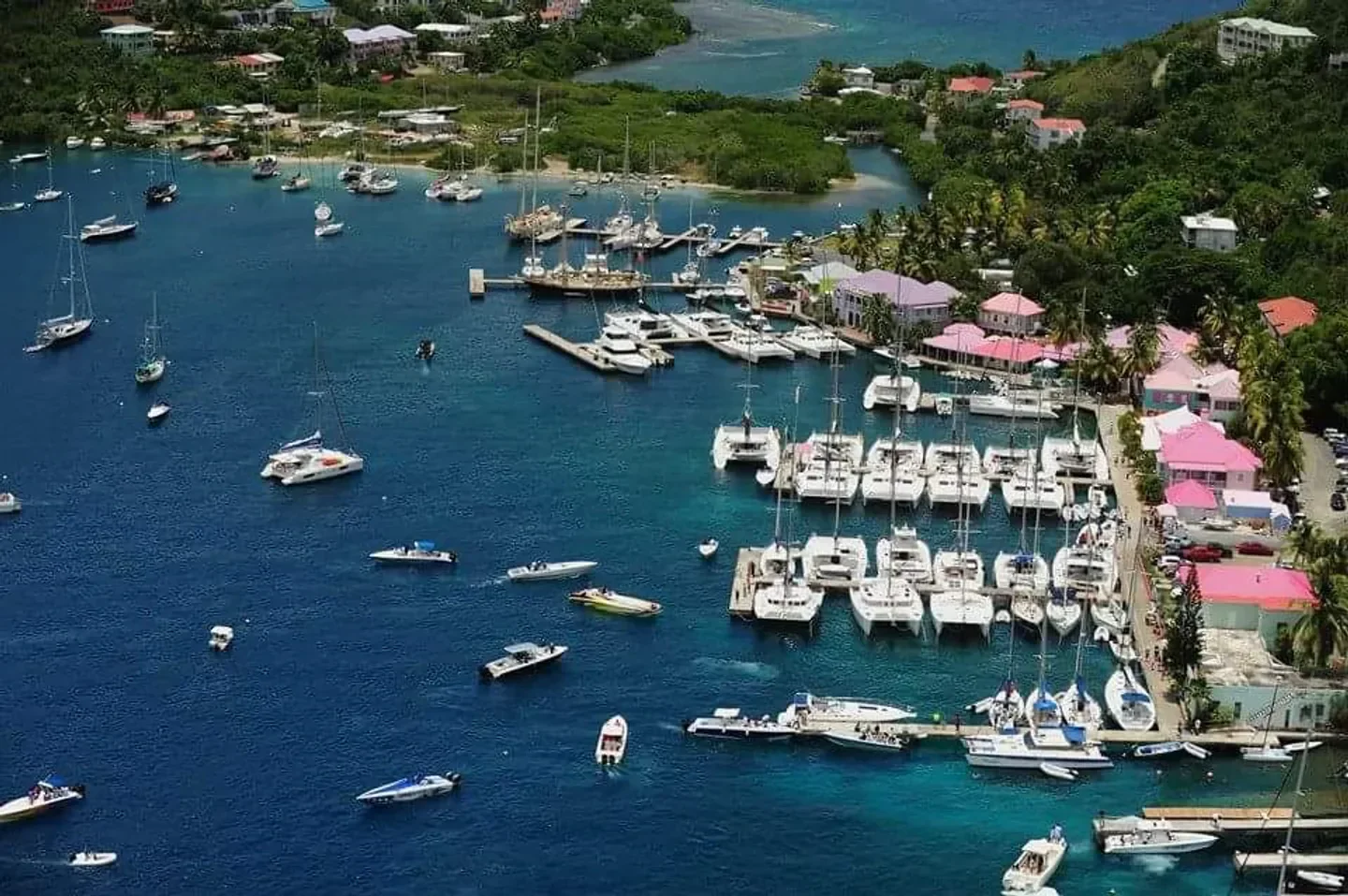 Boats and marina near Serenity – The Art of Well Being spa in the British Virgin Islands.