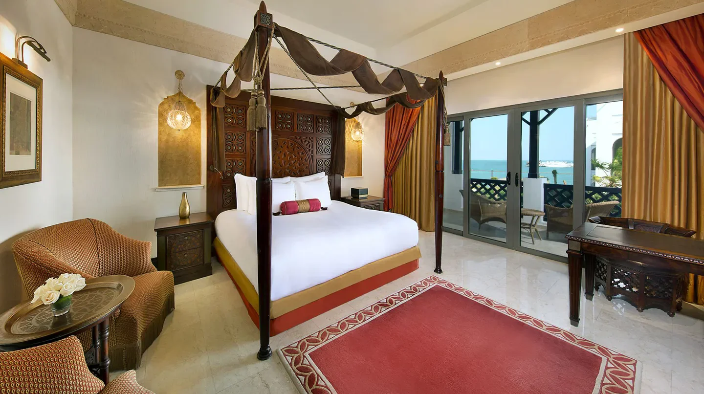 Bedroom at Sharq Village & Spa, a Ritz Carlton Hotel in Doha with sea view
