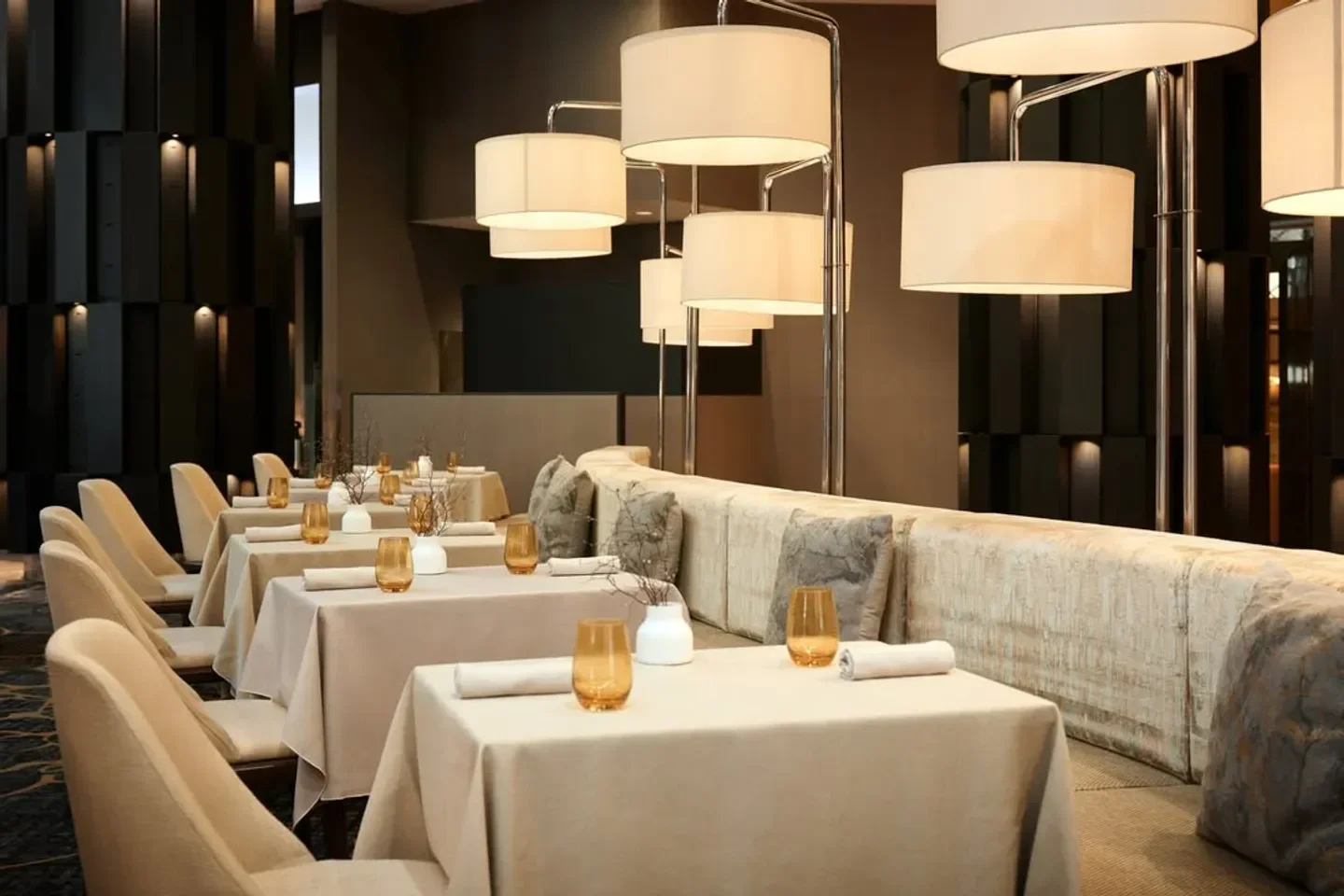 Elegant interior of Silvester's Restaurant & Lounge in Sydney, with stylish lighting and seating.
