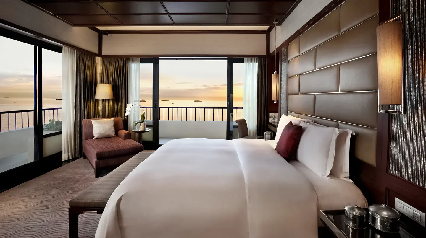 Luxury room at Sofitel Philippine Plaza Manila with ocean view in Manila.