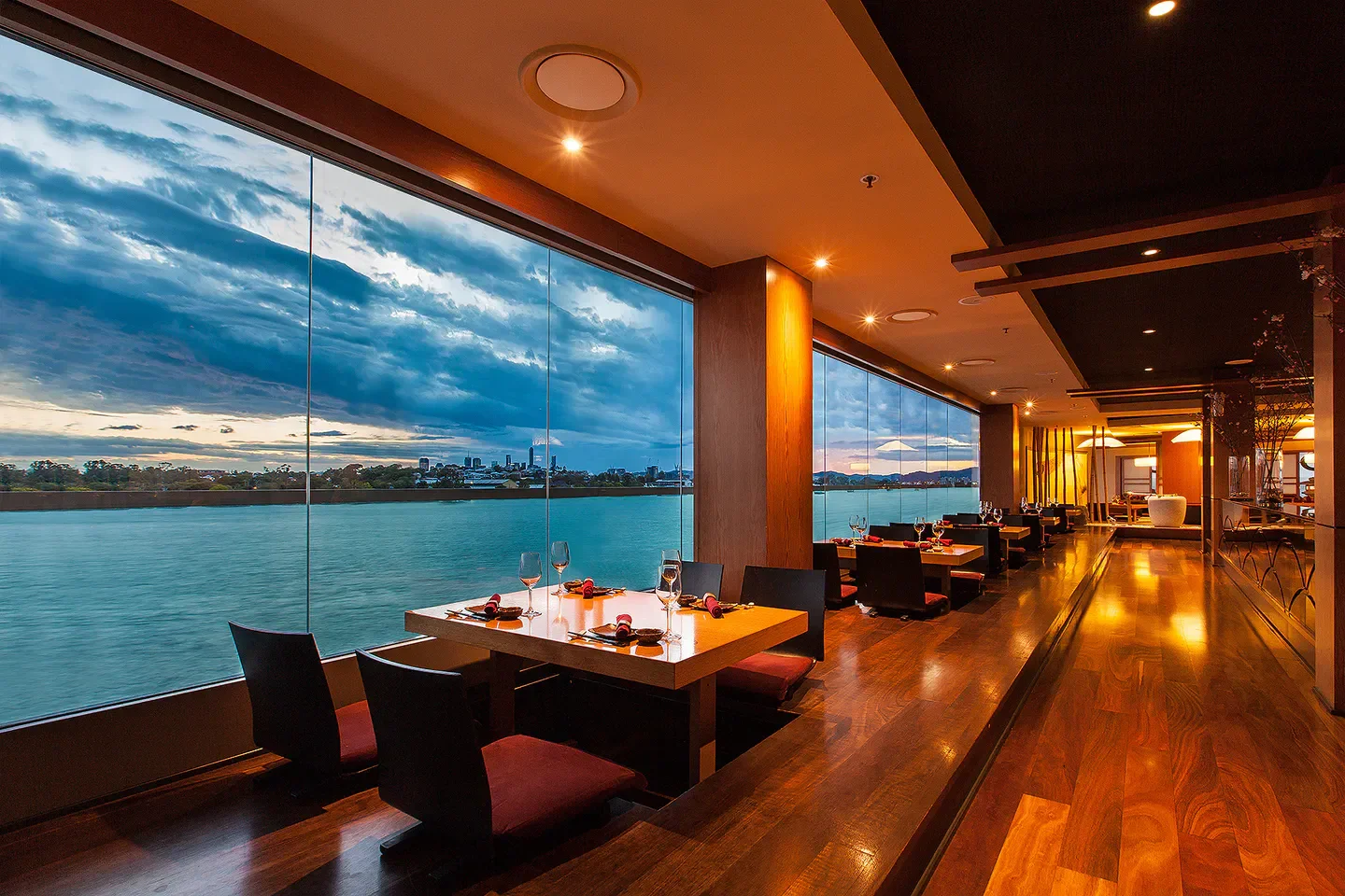 Sono Japanese Restaurant in Brisbane with river views and elegant dining setting