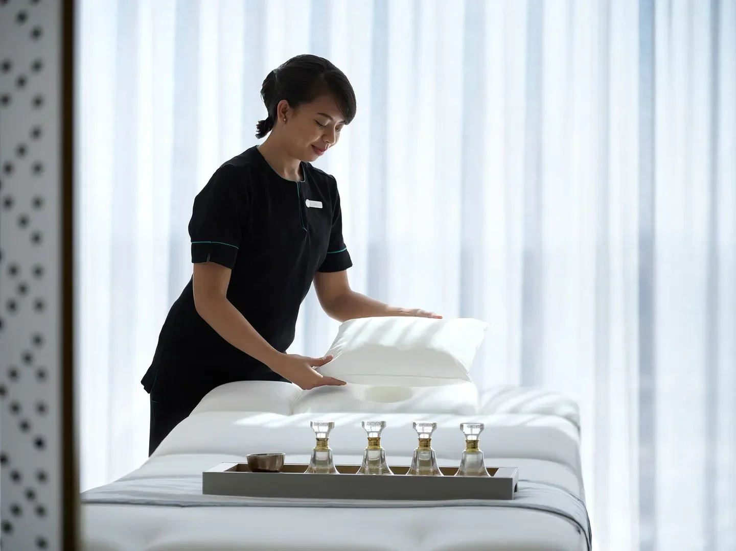 Spa and Wellness Centre at Four Seasons Hotel Kuwait Burj Alshaya, Kuwait, spa treatment room.
