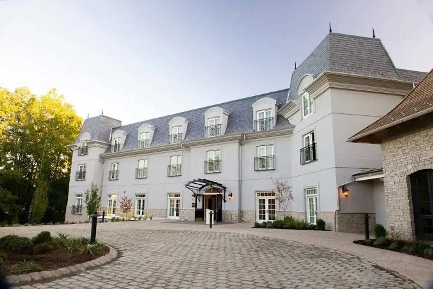 Exterior of Spa Mirbeau at Mirbeau Inn & Spa Rhinebeck in the Hudson Valley.