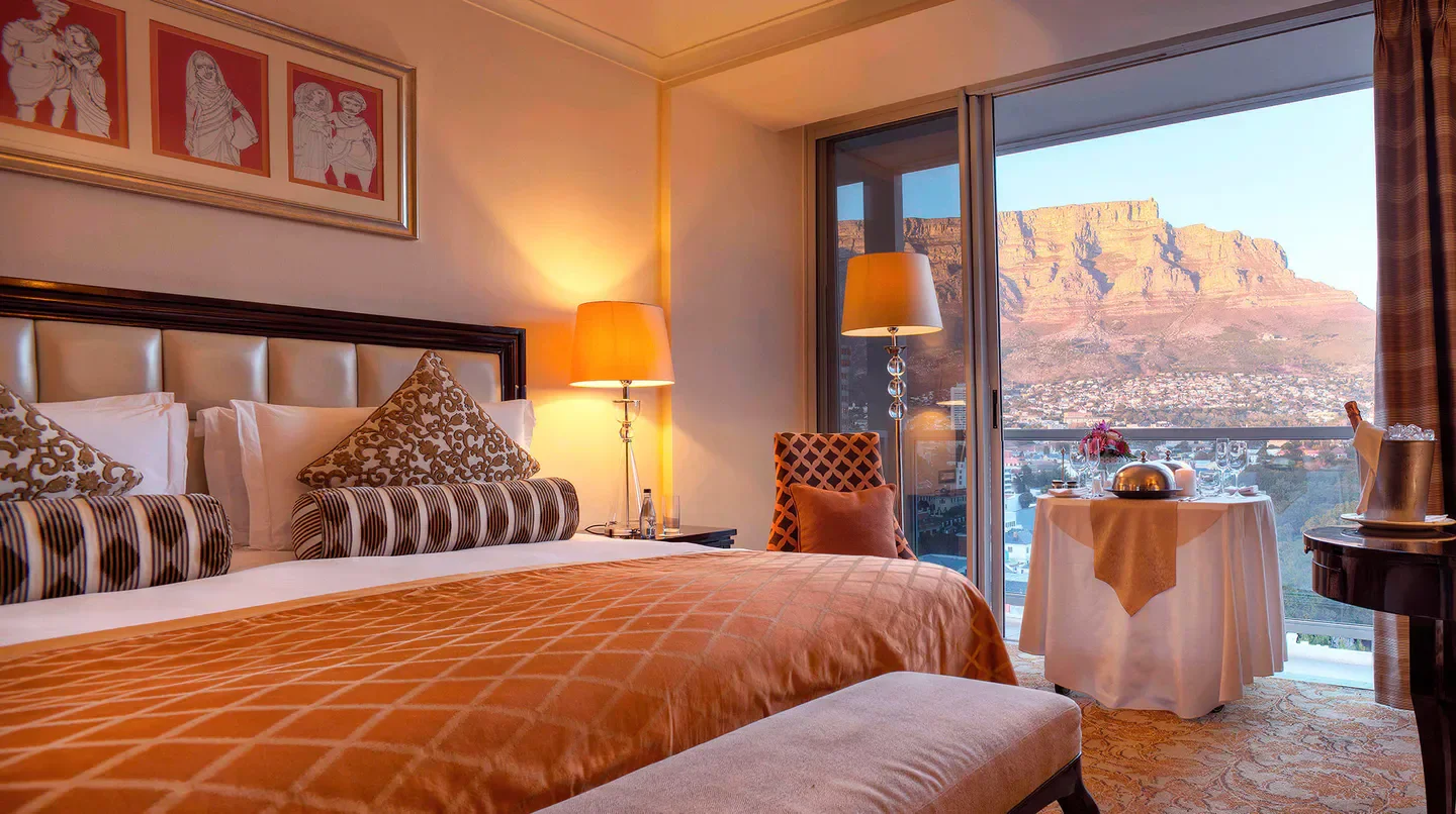 Luxury room with a view at Taj Cape Town, overlooking the stunning Cape Town mountains