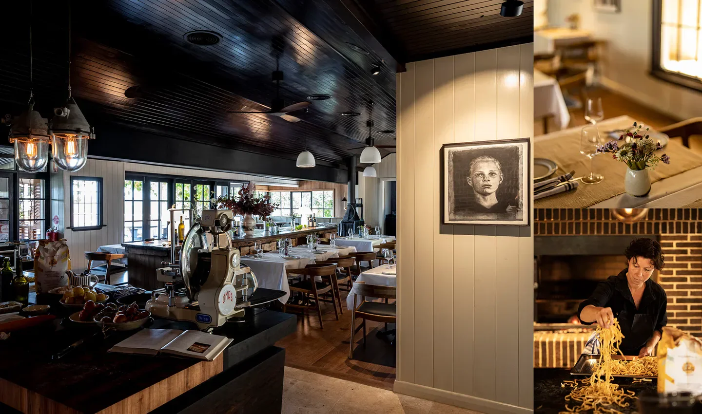 Elegant dining at Tedesca Osteria restaurant in the Mornington Peninsula with fresh pasta and decor