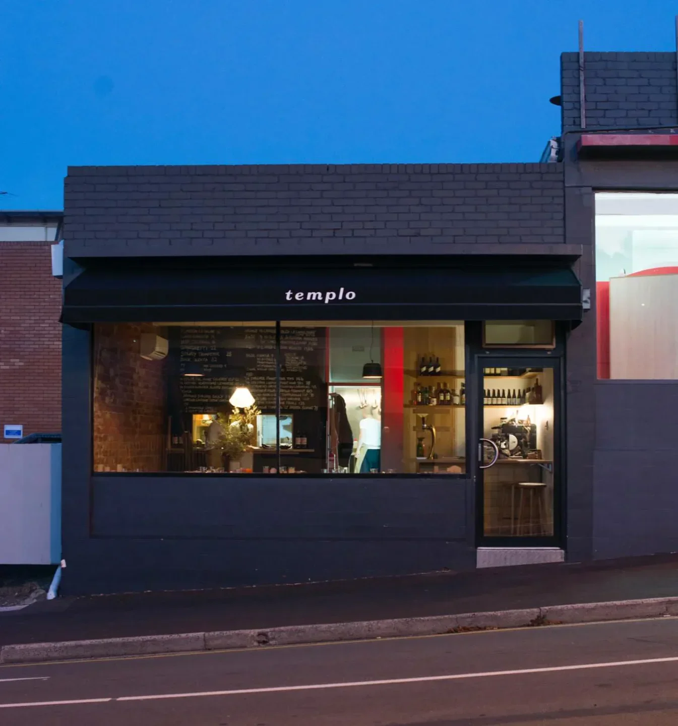 Exterior of Templo restaurant in Hobart, Australia, showcasing its facade.