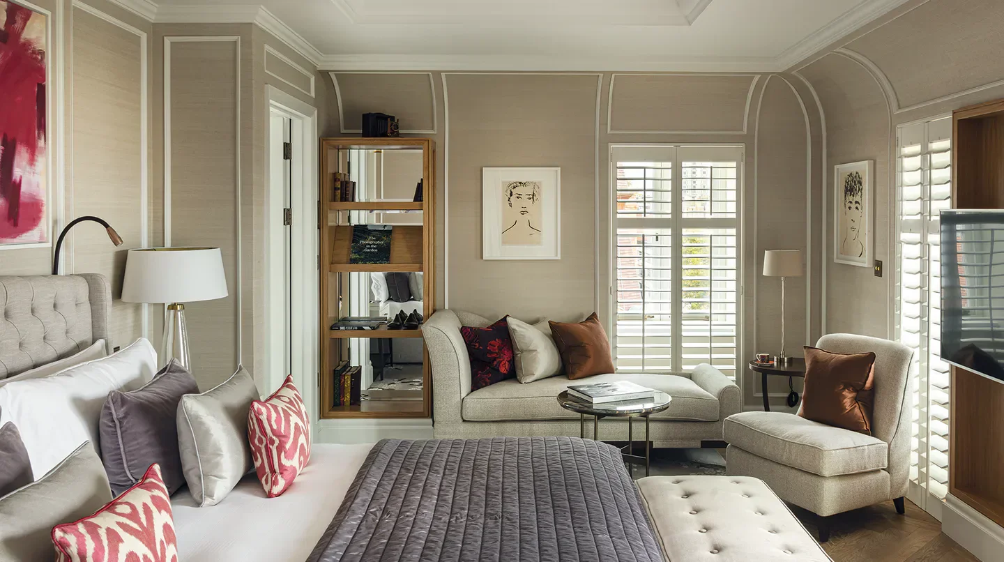 Elegant bedroom at The Cadogan, A Belmond Hotel, London, showcasing sophisticated interior design