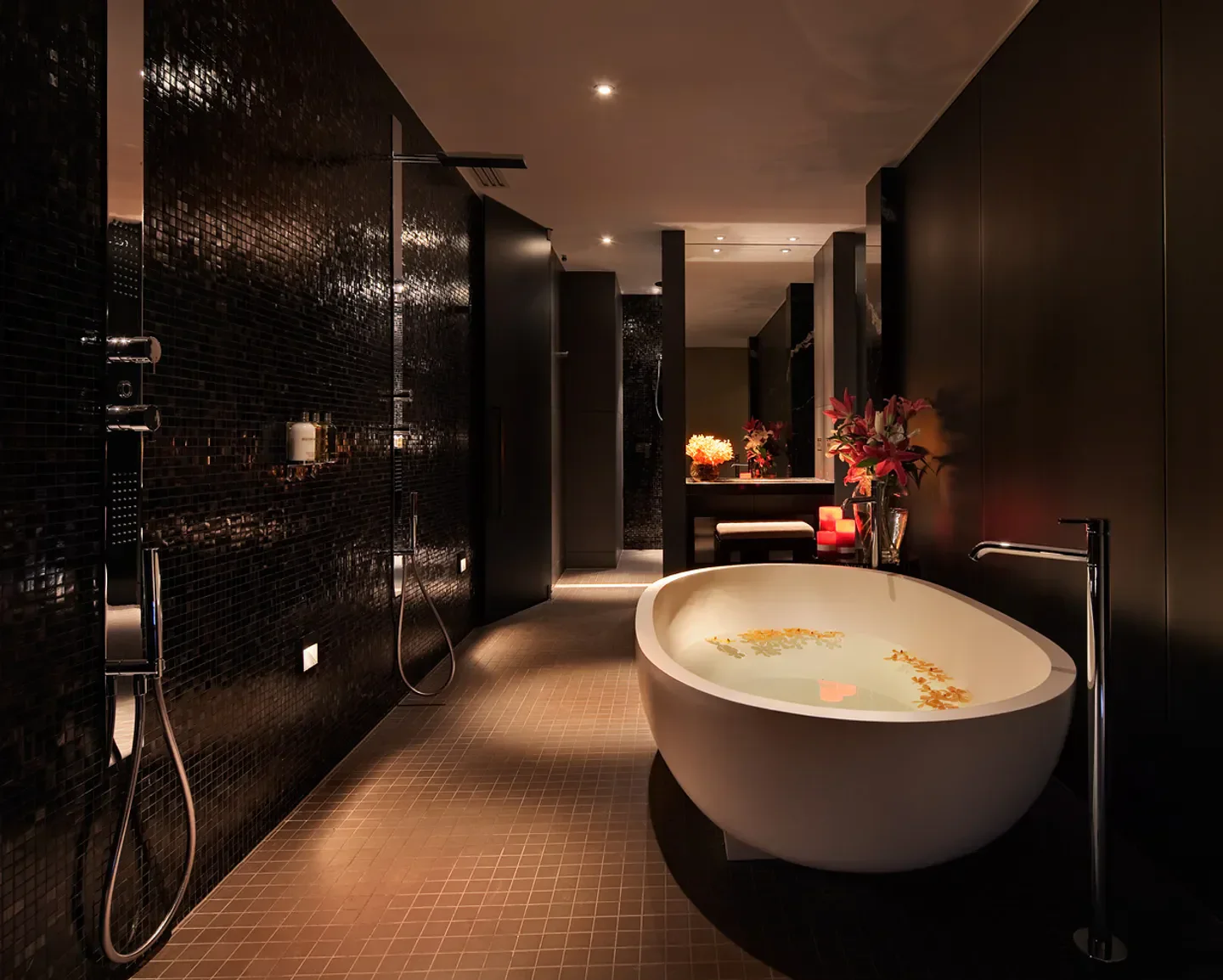 Luxurious spa bathroom at The Darling Spa in New York City with a relaxing ambiance.