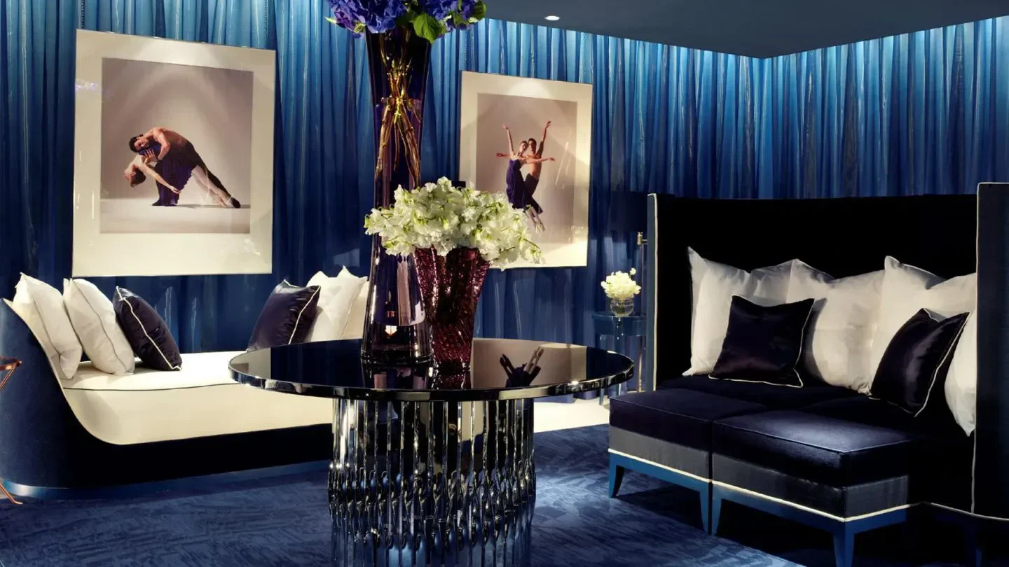 Elegant spa interior at The Dorchester Spa in London, featuring art and stylish decor