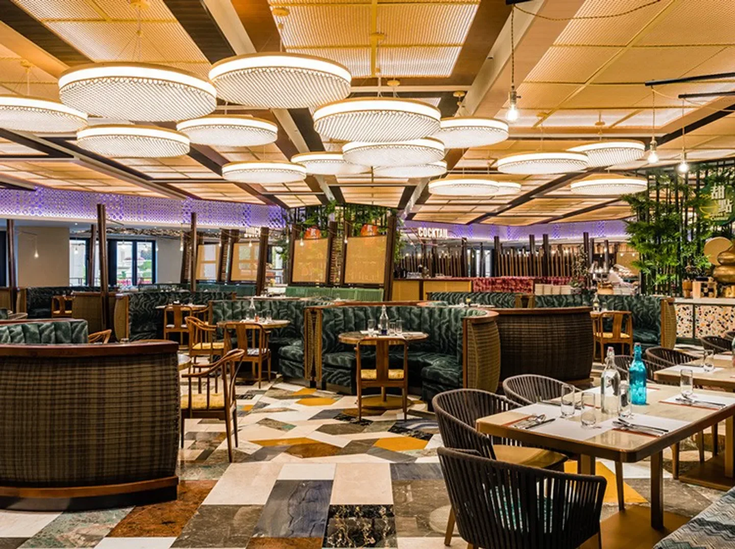 Interior of The Grand Buffet - Macau restaurant, showcasing stylish seating and design in Macau.