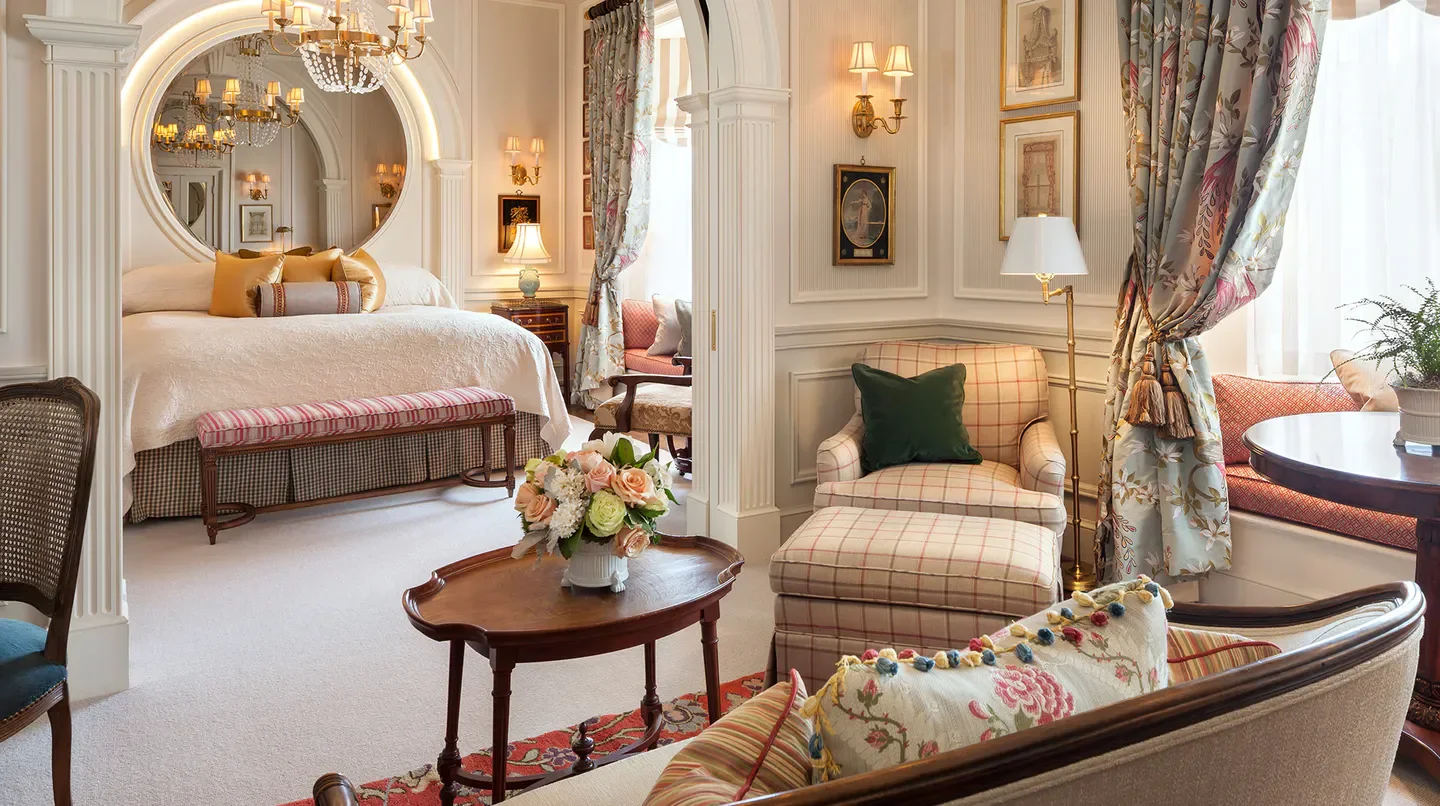 Elegant bedroom at The Inn at Little Washington, a luxurious hotel in Washington.