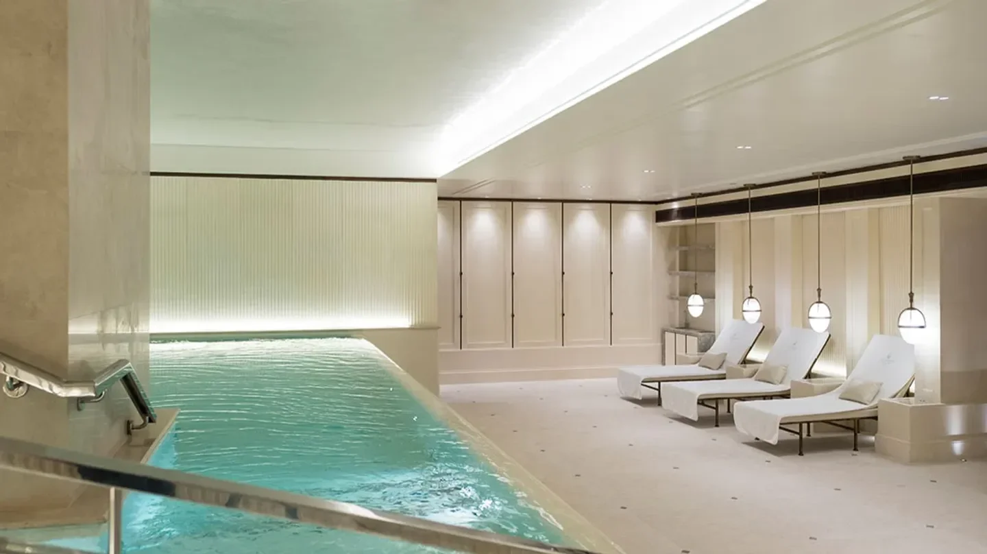 Serene spa pool at The Lanesborough Club & Spa in London, offering relaxation.
