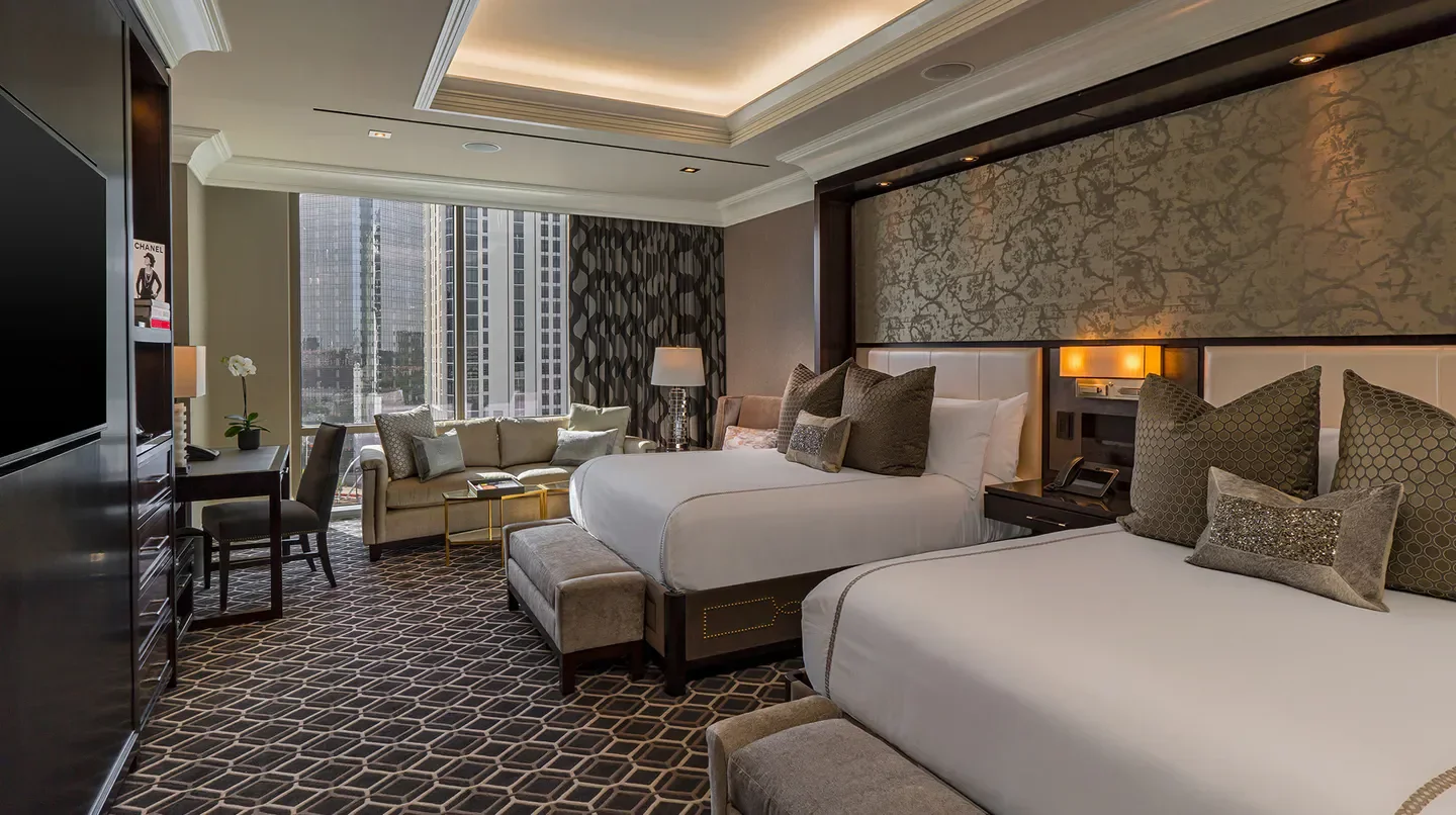 Luxury guest room at The Post Oak Hotel at Uptown Houston, Houston, with city views.