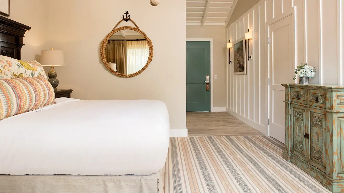 Coastal bedroom at The Ranch at Laguna Beach hotel, in Santa Barbara, California