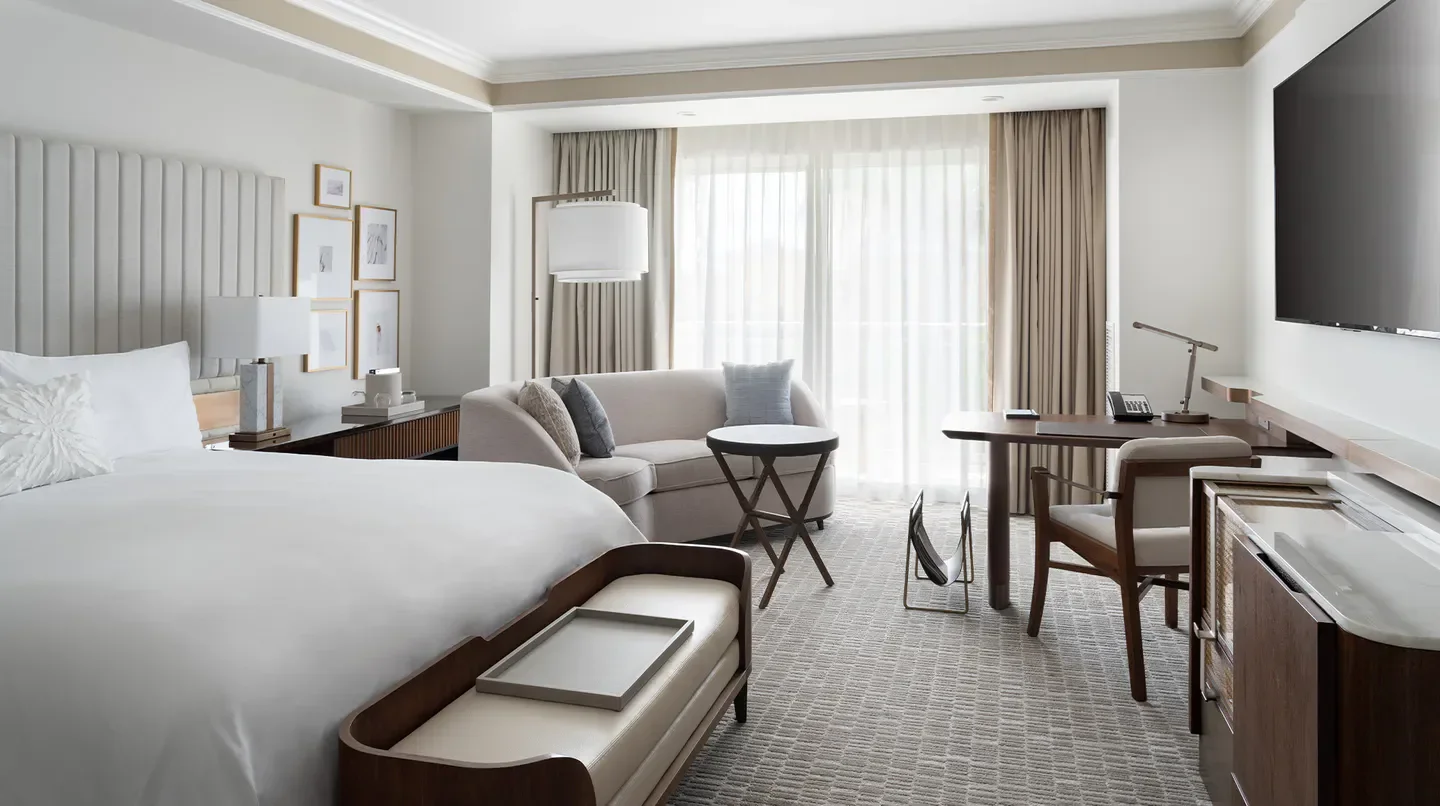 Elegant hotel room at The Ritz-Carlton Orlando, Grande Lakes in Orlando, featuring modern design.