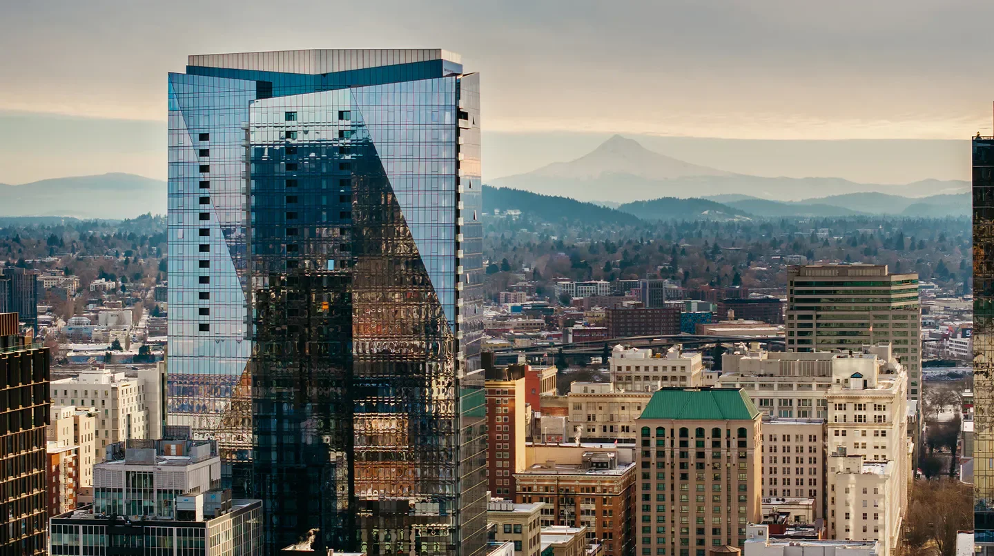 Modern architecture in Portland with views from The Ritz-Carlton, Portland hotel.