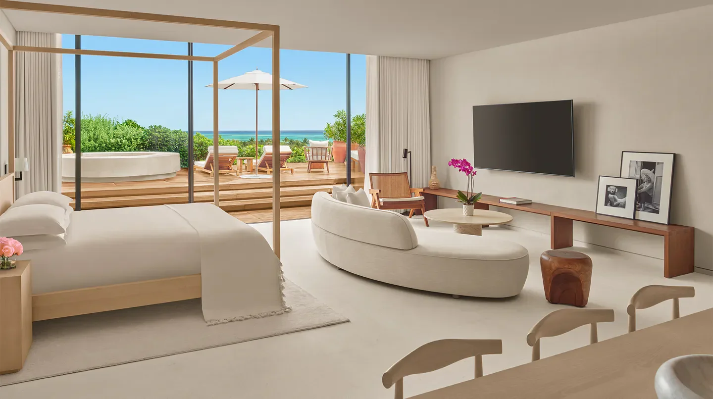Luxury suite at The Riviera Maya EDITION at Kanai in Cancun with ocean views