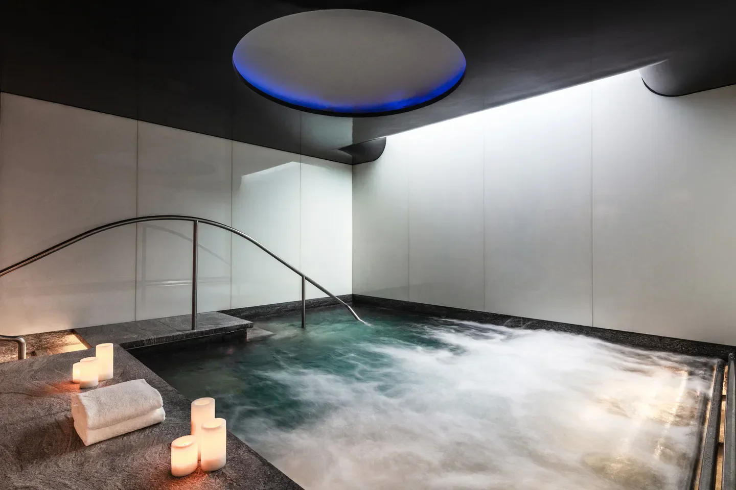 Serene spa pool at The Spa at Four Seasons Hotel London at Park Lane, London.