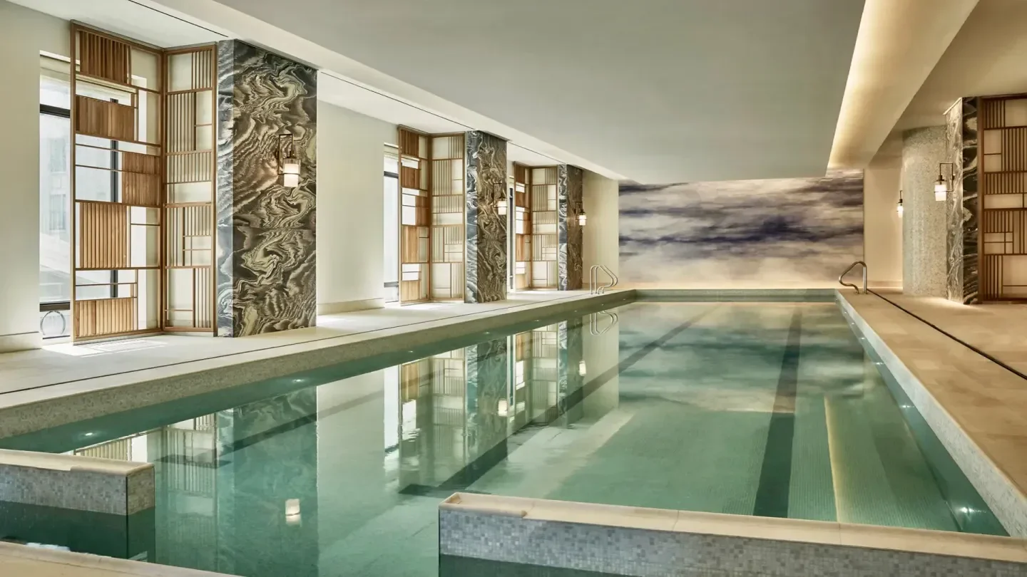 Indoor pool at The Spa at Four Seasons Hotel New York Downtown, New York City.