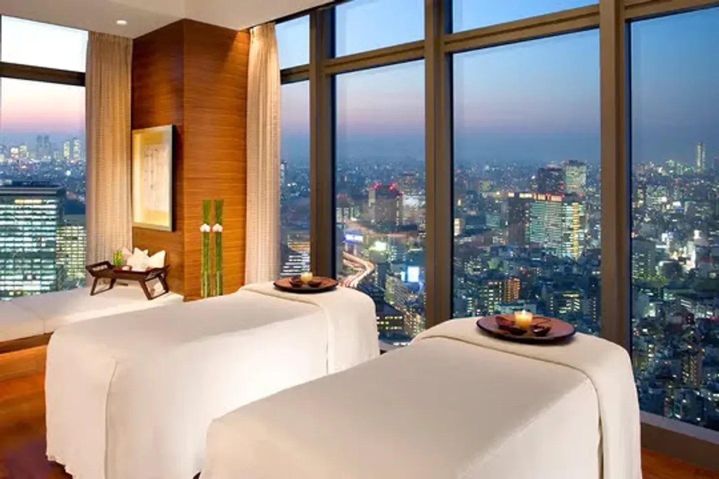 The Spa at Mandarin Oriental, Tokyo spa with city views in Tokyo at dusk
