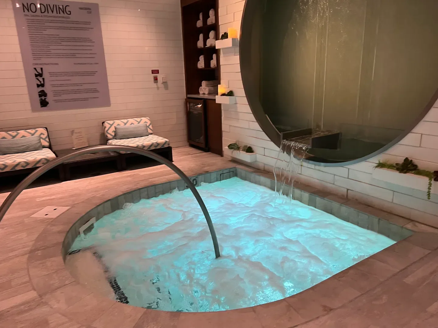 Bubbling spa pool at The Spa at Vdara in Las Vegas, a relaxing spa experience.