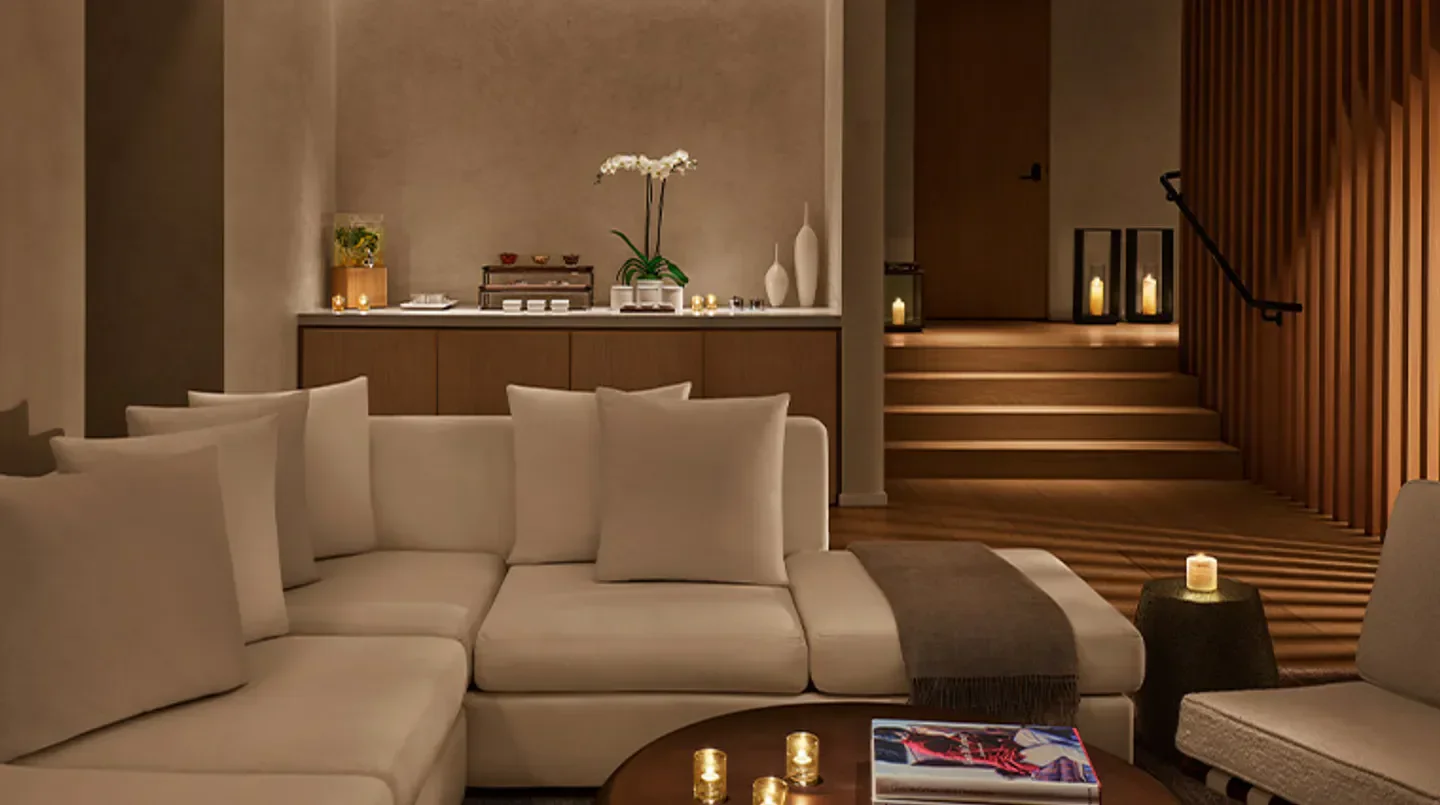 Relaxing lounge area at The Spa at West Hollywood EDITION in Los Angeles