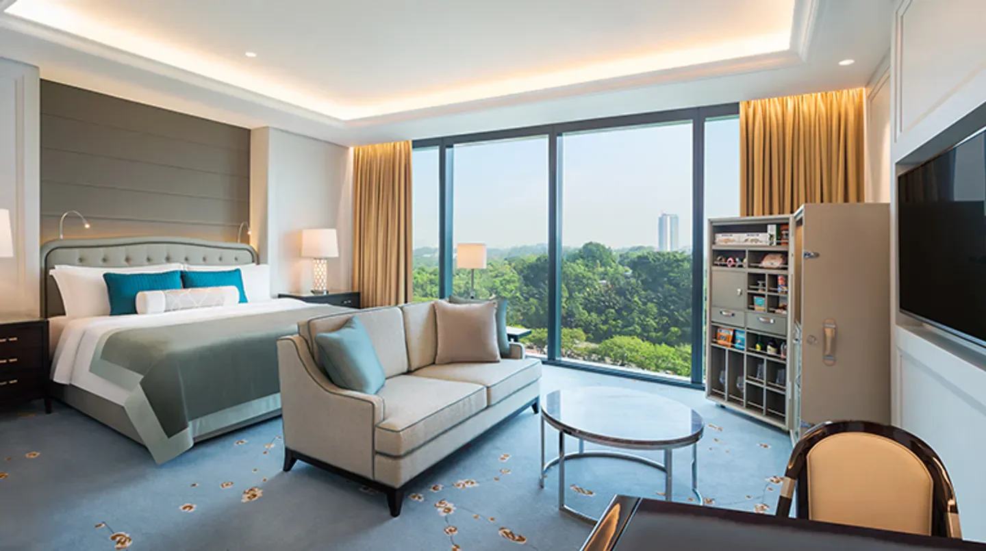 Spacious suite interior at The St. Regis Kuala Lumpur, overlooking the city in Kuala Lumpur.