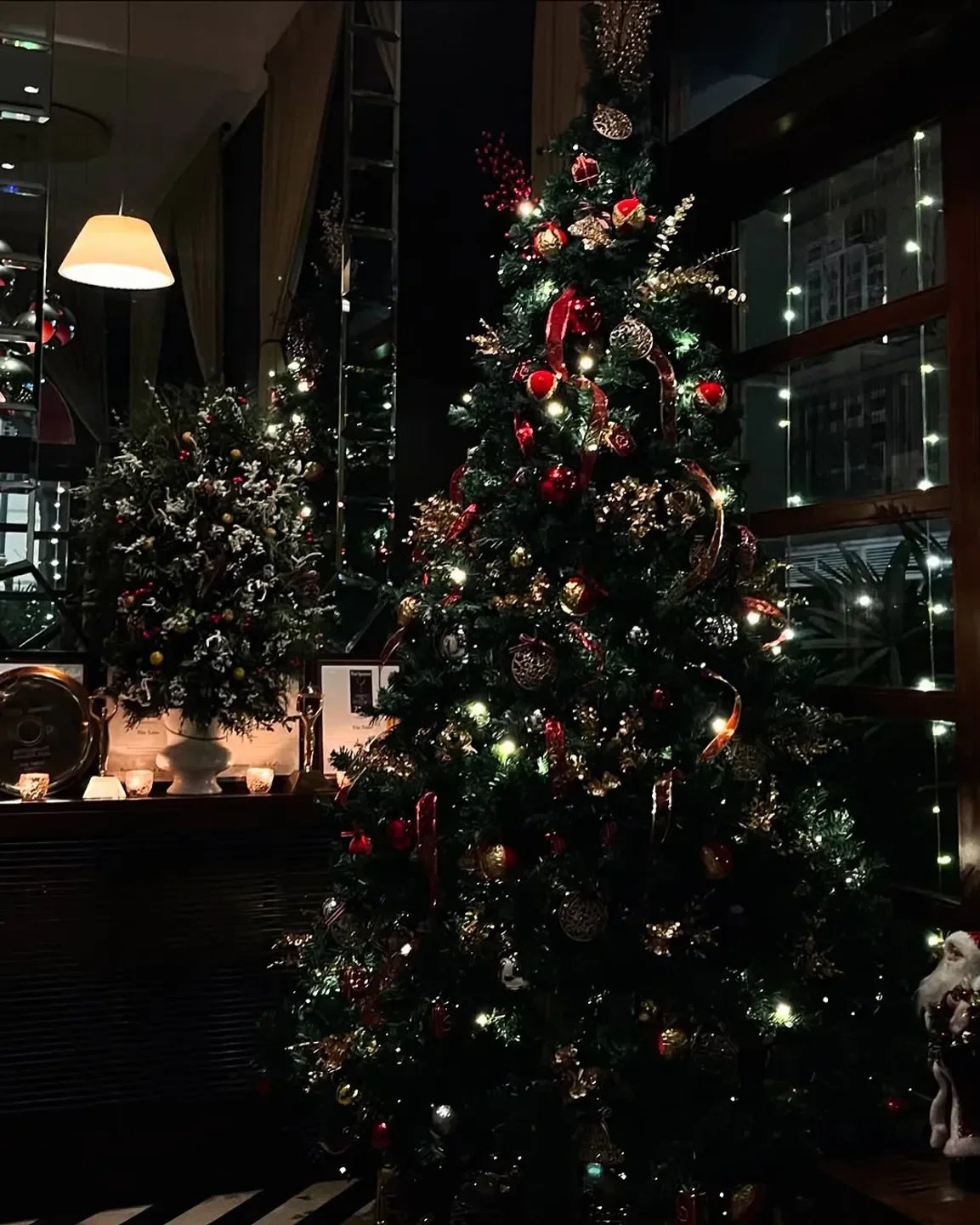 Festive Christmas tree at The Table restaurant in Mumbai, India.