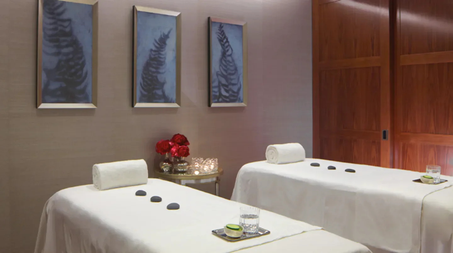 Relaxing spa room at The Trump Spa New York in New York City with massage beds.