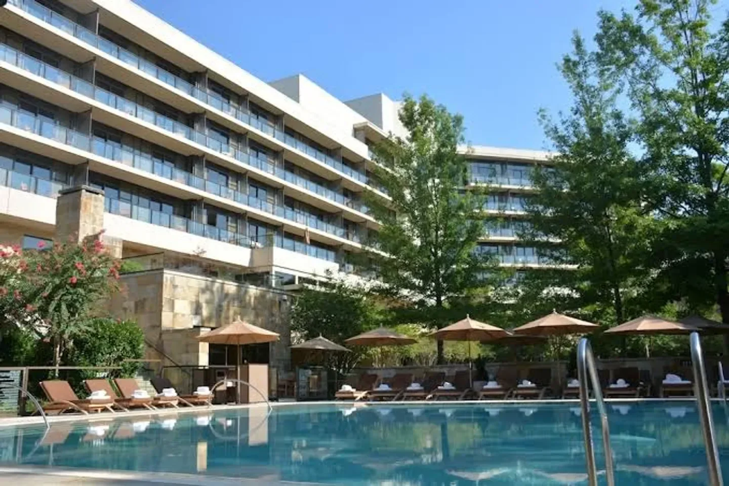 Pool and outdoor lounge at The Umstead Spa in Raleigh, North Carolina