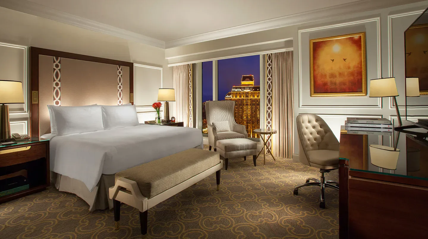 Luxury hotel room at The Venetian Macao, with beautiful city views of Macau.