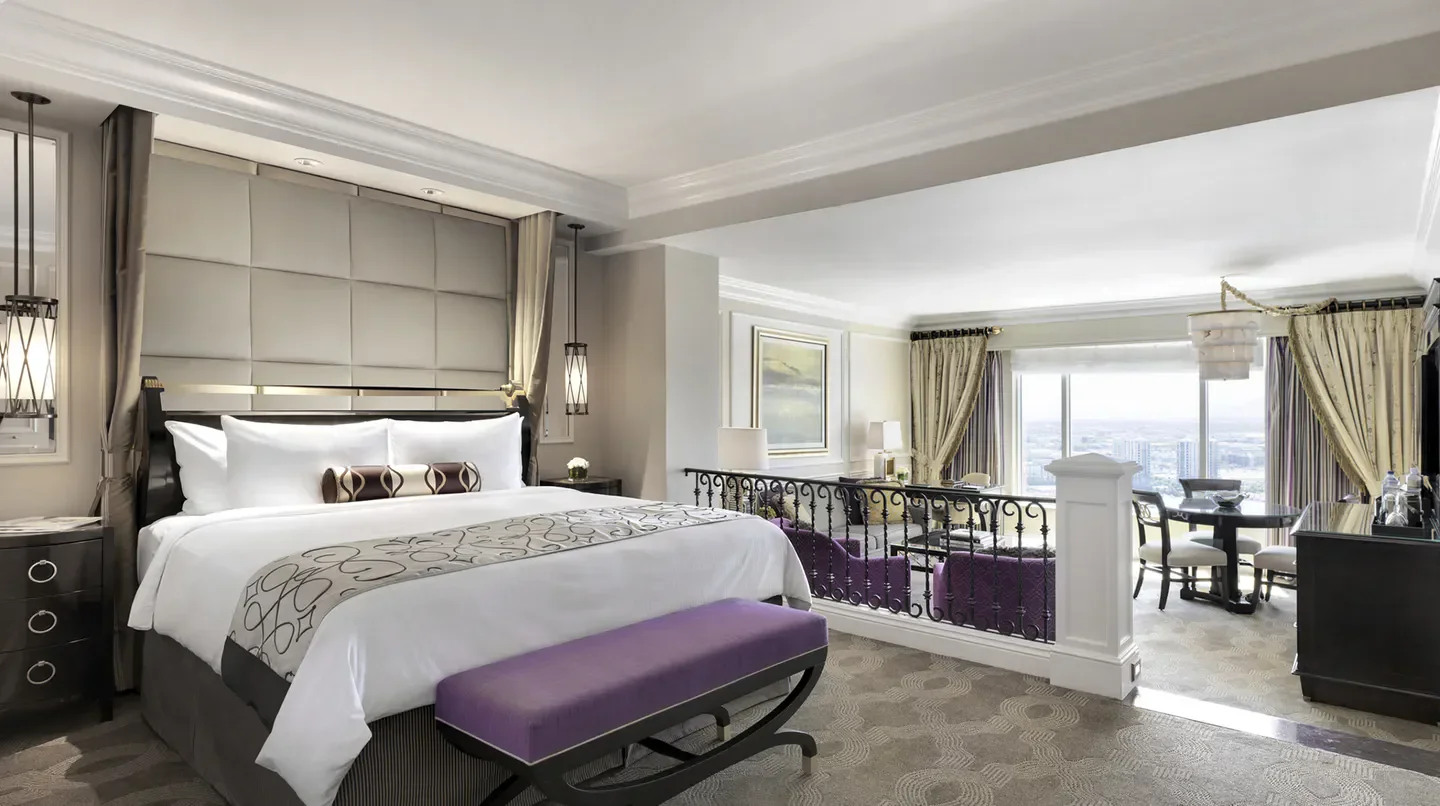 Elegant bedroom suite at The Venetian Resort Las Vegas, showcasing luxury in Las Vegas.