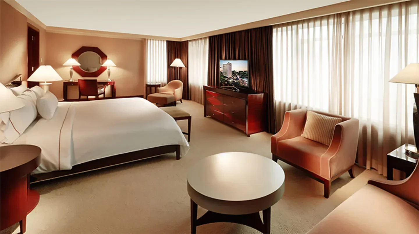 Spacious bedroom at The Westin Josun Seoul hotel in Seoul, featuring elegant decor.