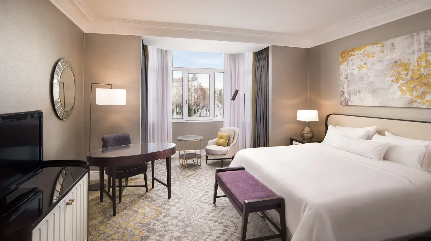 Elegant hotel room at The Westin Palace, Madrid with city view in Madrid.