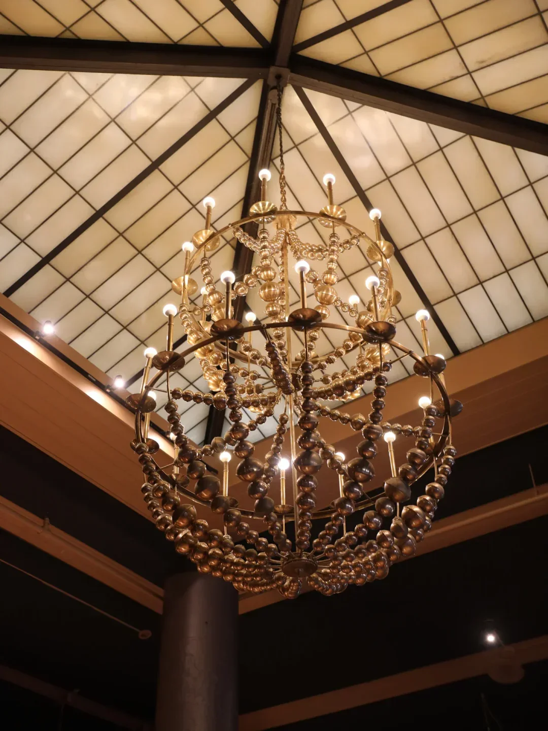 Ornate chandelier inside Tupelo Park City restaurant in Park City, Utah.