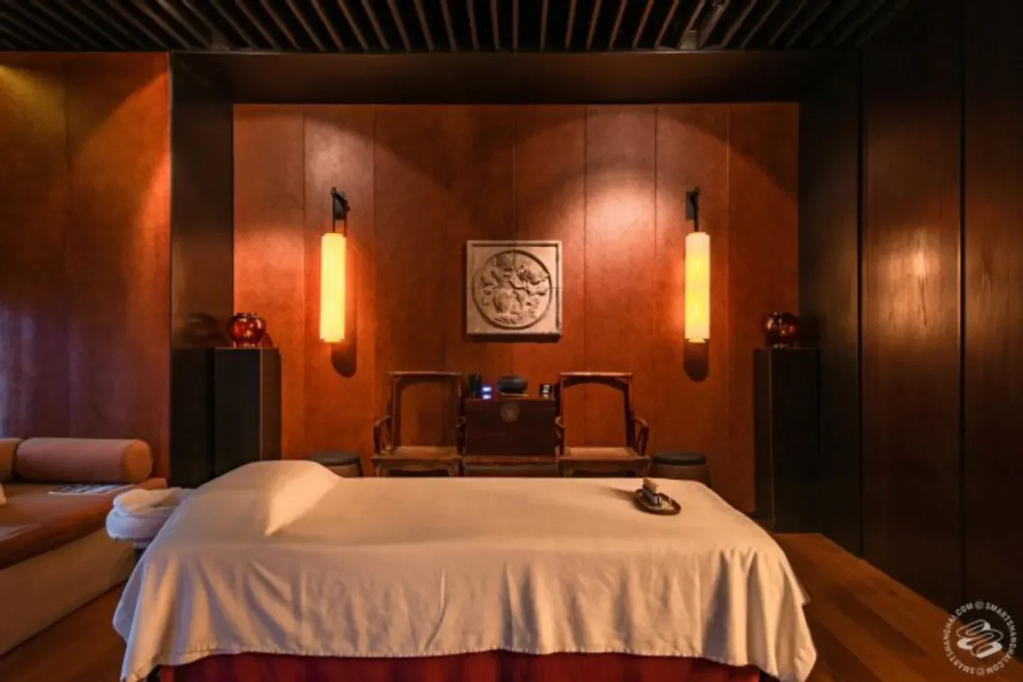 Serene spa massage room at UR SPA at The PuLi Hotel and Spa in Shanghai